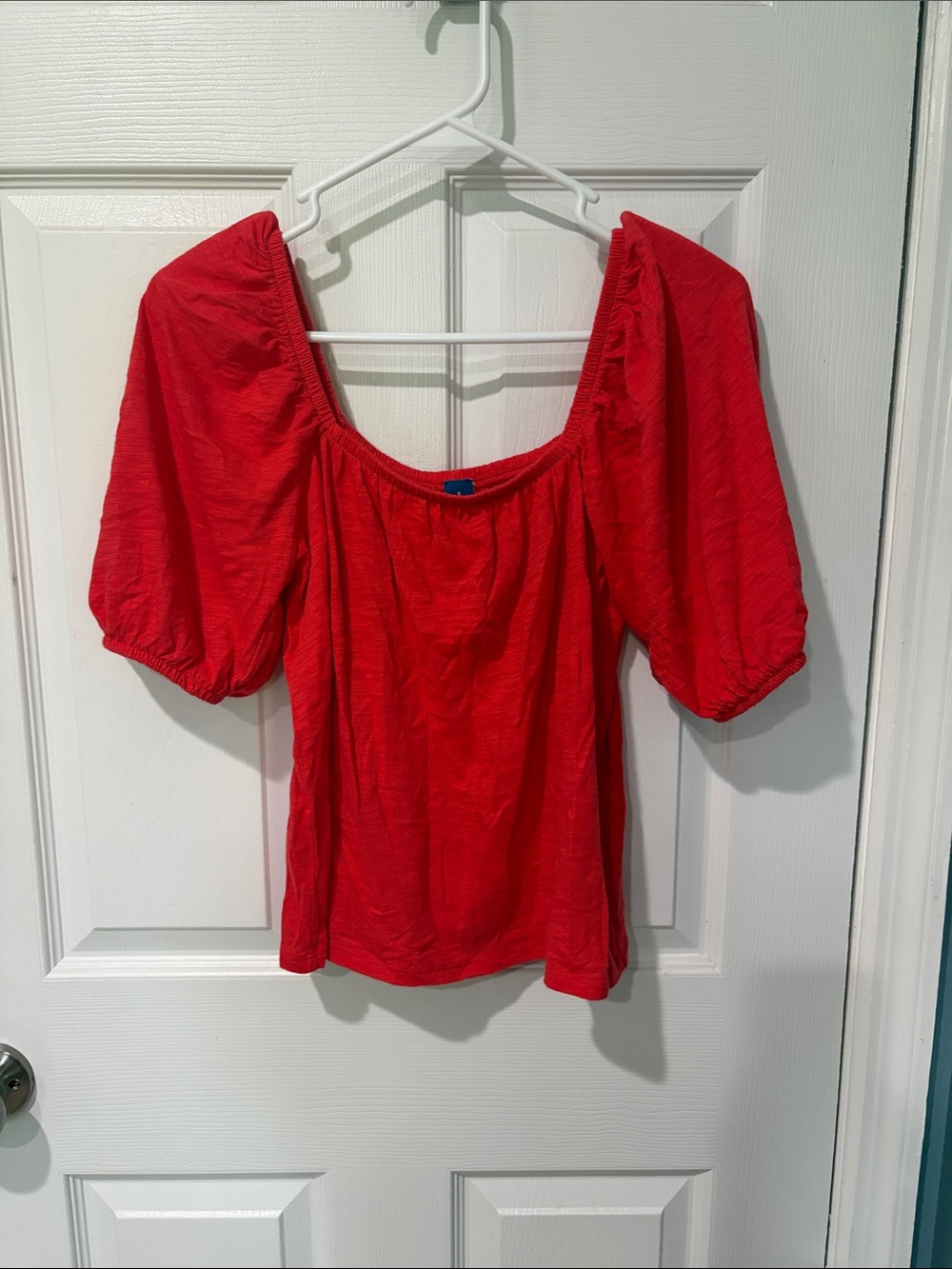 Red Puff Sleeve Women's Top - Classic Off-Shoulder Style